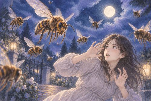 前方から飛んでくる蜂に身を引く人物の夢