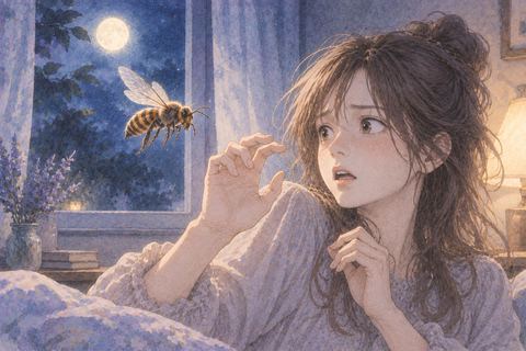 手元へ近づく蜂を見て身構える人物の夢