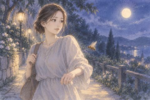 蜂が近くにいても落ち着いて歩き続ける人物