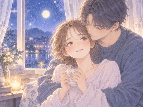 好きな男性に後ろから優しく抱きしめられる女性