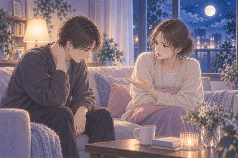 夜の部屋で彼女に注意される人物の夢