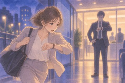 時計を見ながら遅刻し、到着先で注意される人物の夢