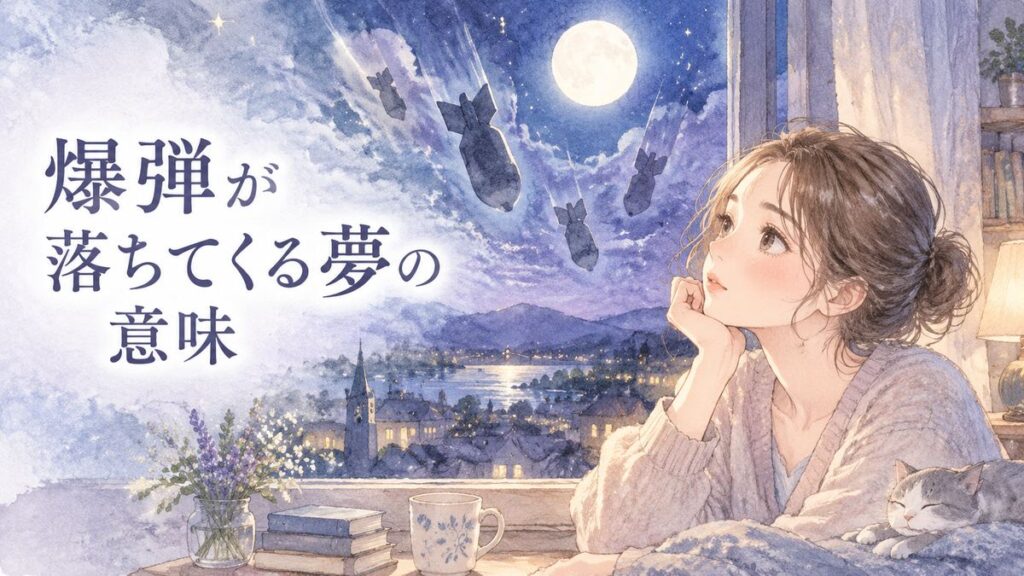 夜空を見る女性と爆弾の夢の象徴