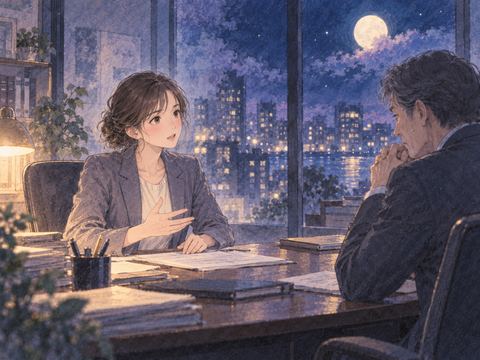 職場で上司へはっきり意見を伝える女性