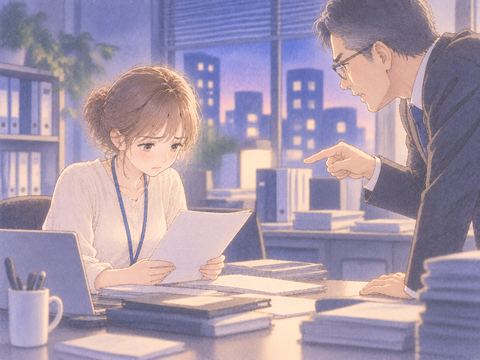 上司に叱られ評価を気にする女性