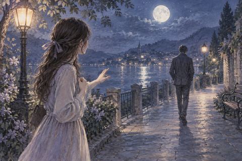 夜の道で彼氏に背を向けられ立ち尽くす女性の夢