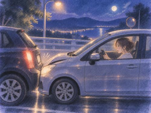 夜道でブレーキが効かず軽く衝突した車の夢