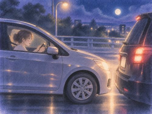 夜道で衝突寸前に止まり事故を避けた車の夢
