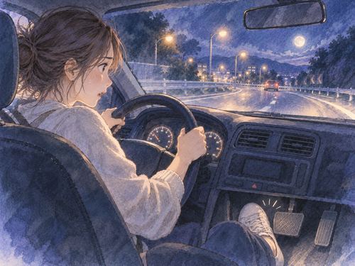 夜道を走る途中で突然ブレーキが効かなくなる車の夢