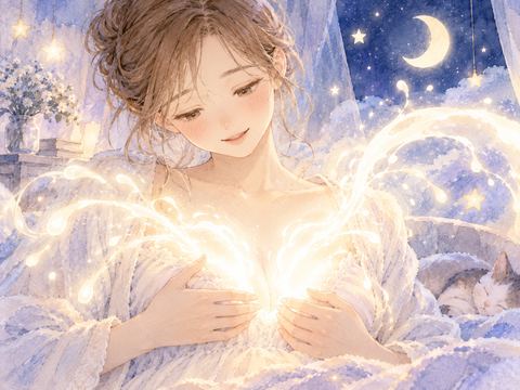 乳白色の光が豊かにあふれる夢の場面