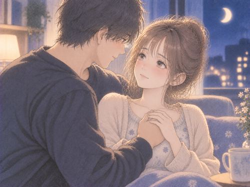 相手の手を受け入れ穏やかに見つめる女性