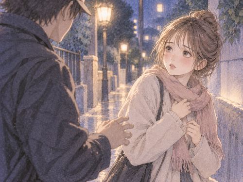 知らない人との間に距離を取る女性