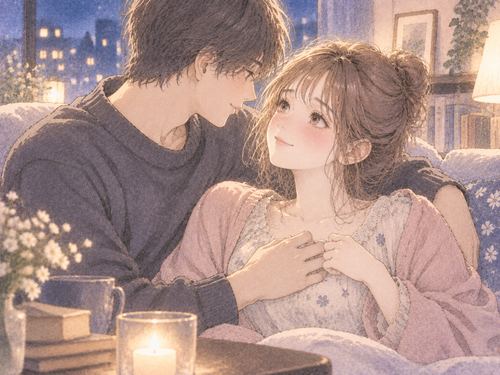 親しい相手のそばで柔らかく微笑む女性