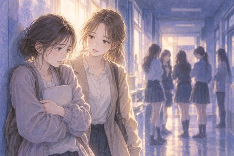 孤立した人物のそばへ別の人物が静かに寄り添う夢の場面