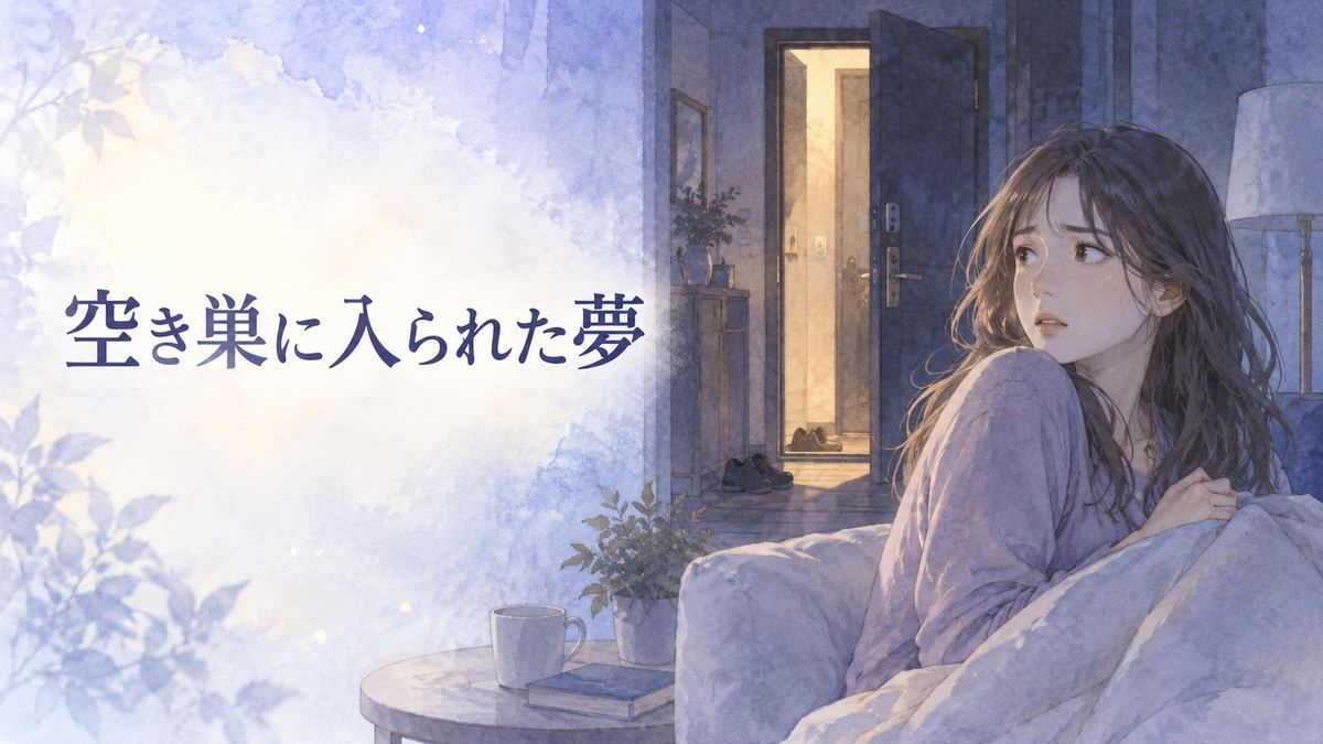 夜の部屋で開いた扉を気にする大人の女性