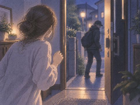 逃げ道を塞がれ立ち止まる人影と人物