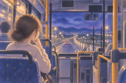 夜道を走り続けても目的地が見えないバス