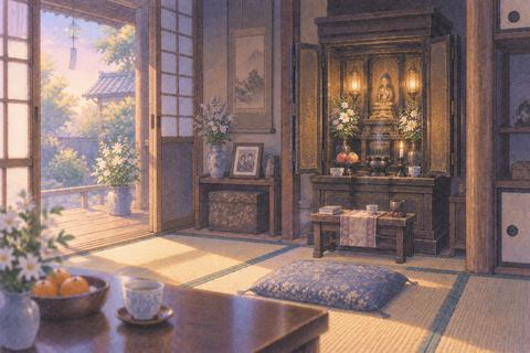 祖父母の家を思わせる和室の仏壇