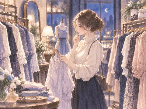何着もの服を前に迷いながら考える女性