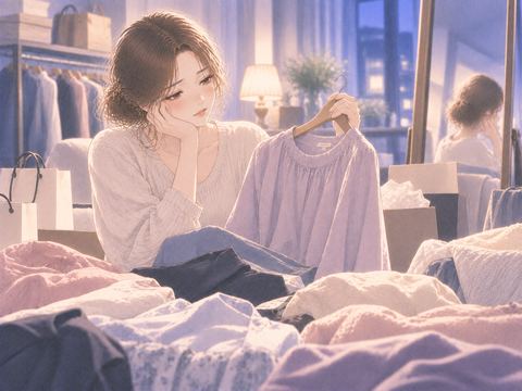 服を買っても満足できないの場面を思い浮かべる大人の女性