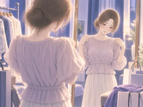 買った服が似合わないと感じるの場面を思い浮かべる大人の女性