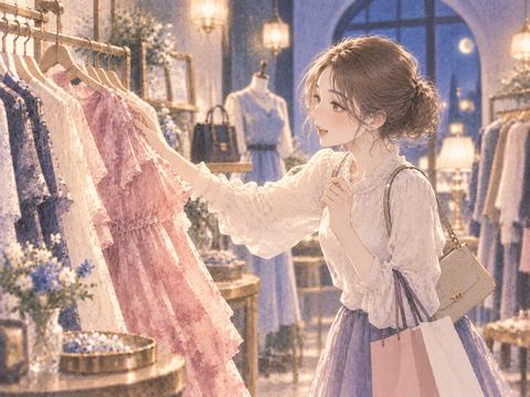 目に留まった服を勢いよく手に取る女性