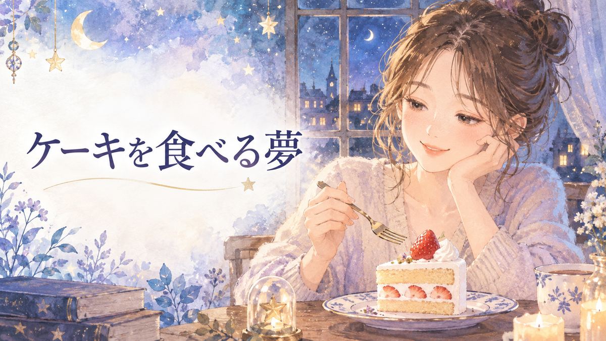 夜の窓辺でケーキを前に微笑む大人の女性