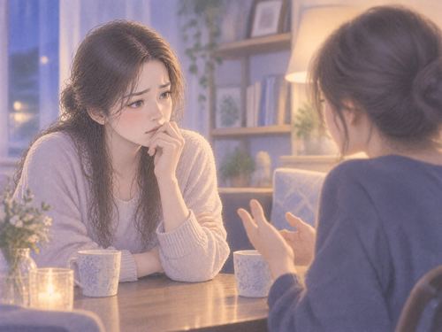 知人から重い話を聞き戸惑う女性