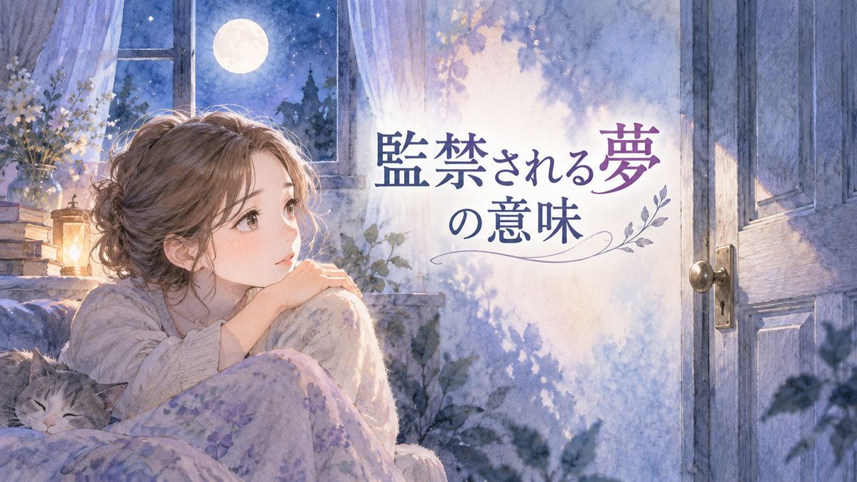 月明かりの窓辺で閉じた扉を見つめる大人の女性