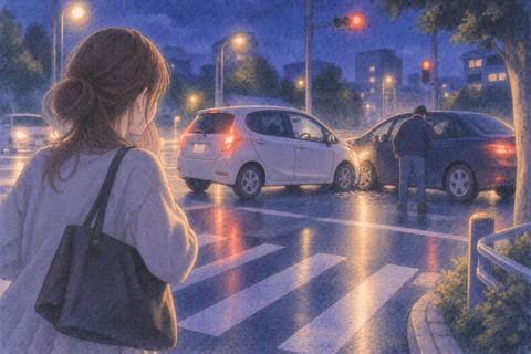 知らない人の車の事故を見て立ち止まる人物の夢