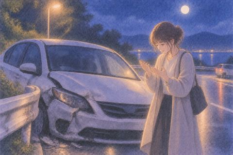 事故後の車のそばで無傷のまま立つ人物の夢