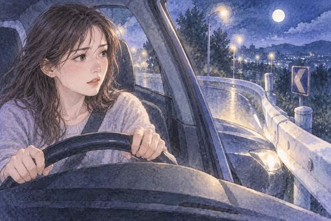 夜道で自分が運転する車をぶつけて戸惑う夢