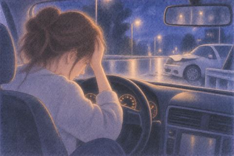 事故後の車内で強く後悔する人物の夢