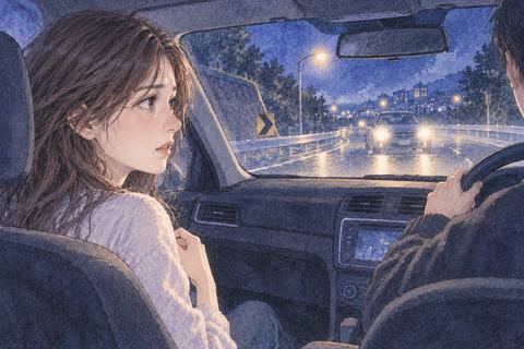 助手席から前方の危険を見つめる人物の夢