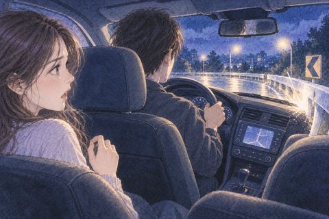 同乗者の運転する車が夜道で事故を起こす夢