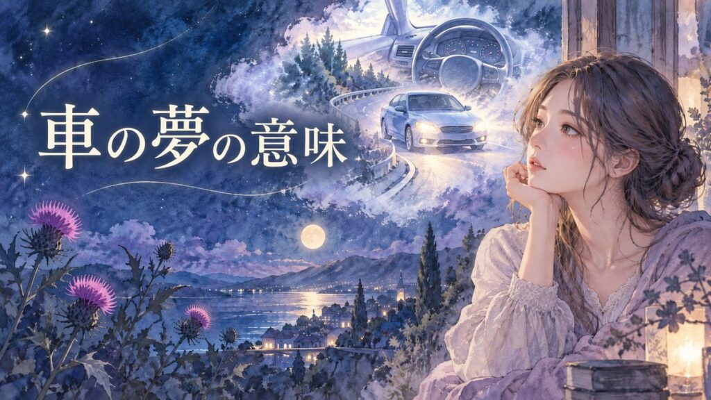月明かりの夜道で車の夢を思い返す大人の女性