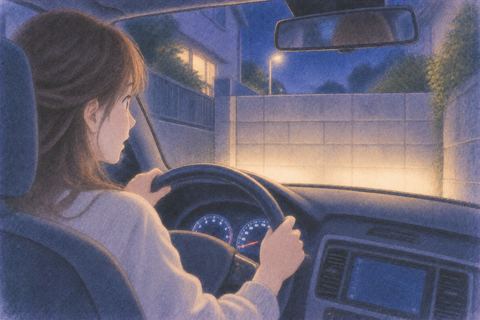 夜道で車の前に壁が現れ停止する夢