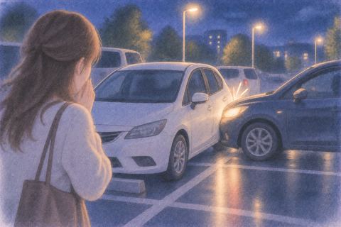 停車中の車に別の車が接触する夜の夢