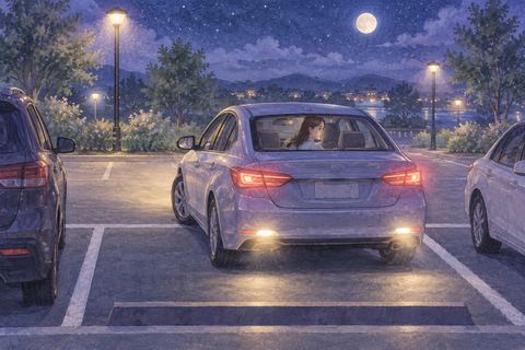 夜の駐車場で車を丁寧に停める人物の夢