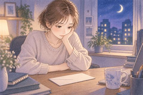 不採用の知らせを前に考え込む女性