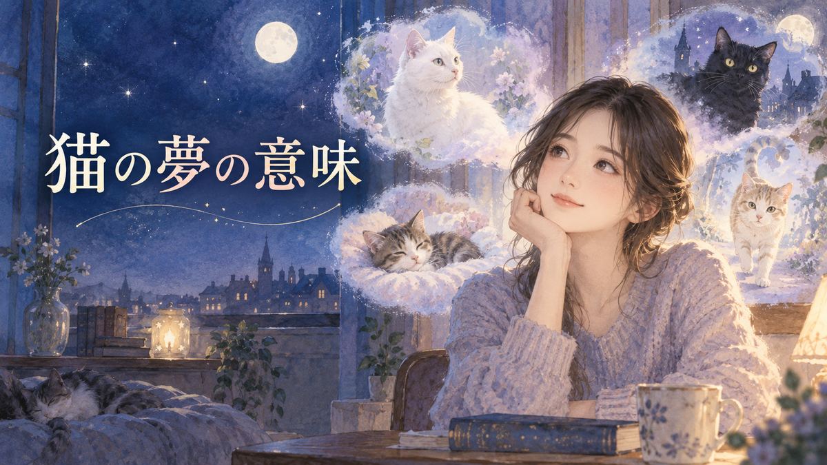 月明かりの部屋で複数の猫の夢を思い返す大人の女性