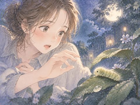 手元に近づく毛虫に驚く夢の象徴場面