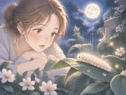 白い毛虫が淡く光る夢の場面