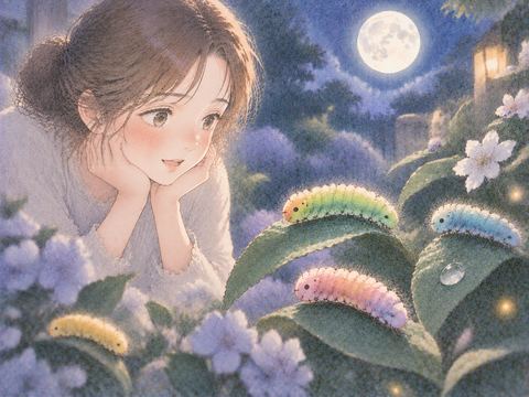 色鮮やかな毛虫を見る夢の場面