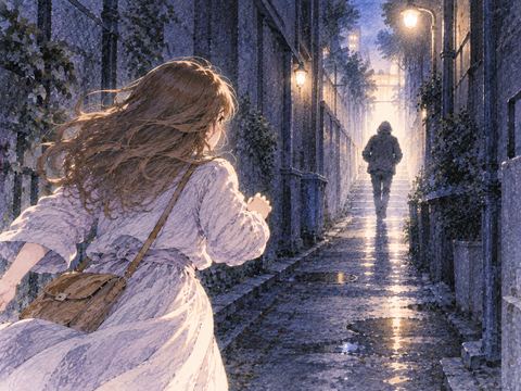 不穏な人影を遠くから追う人物