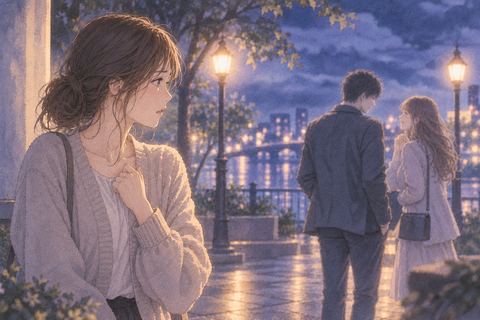 目の前でパートナーが別の人物に気持ちを向け、立ち尽くす女性
