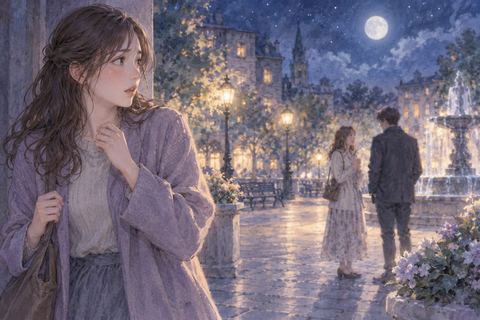 友達の行動を驚いて見つめる女性の夢の場面