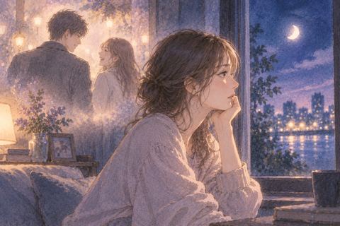 昔の恋人との思い出が半透明に重なる夜の夢の場面