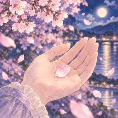 手のひらにそっと乗った桜の花びら