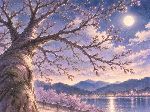 花がなく静かに枝を伸ばす桜の木